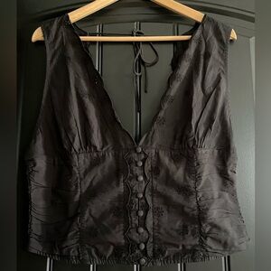 NWT Free People Nolan Embroidered Crop Tank In Black